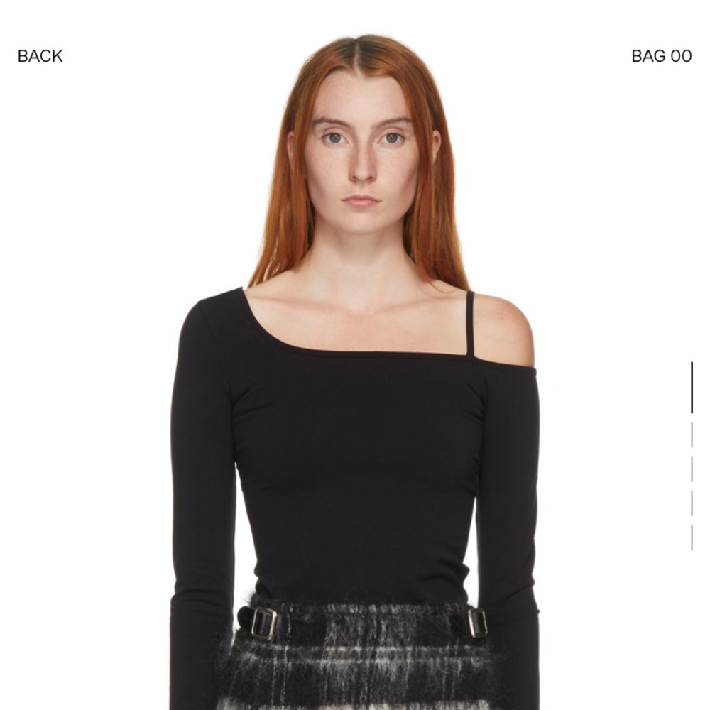 Helmet Lang black one-shoulder t-shirt